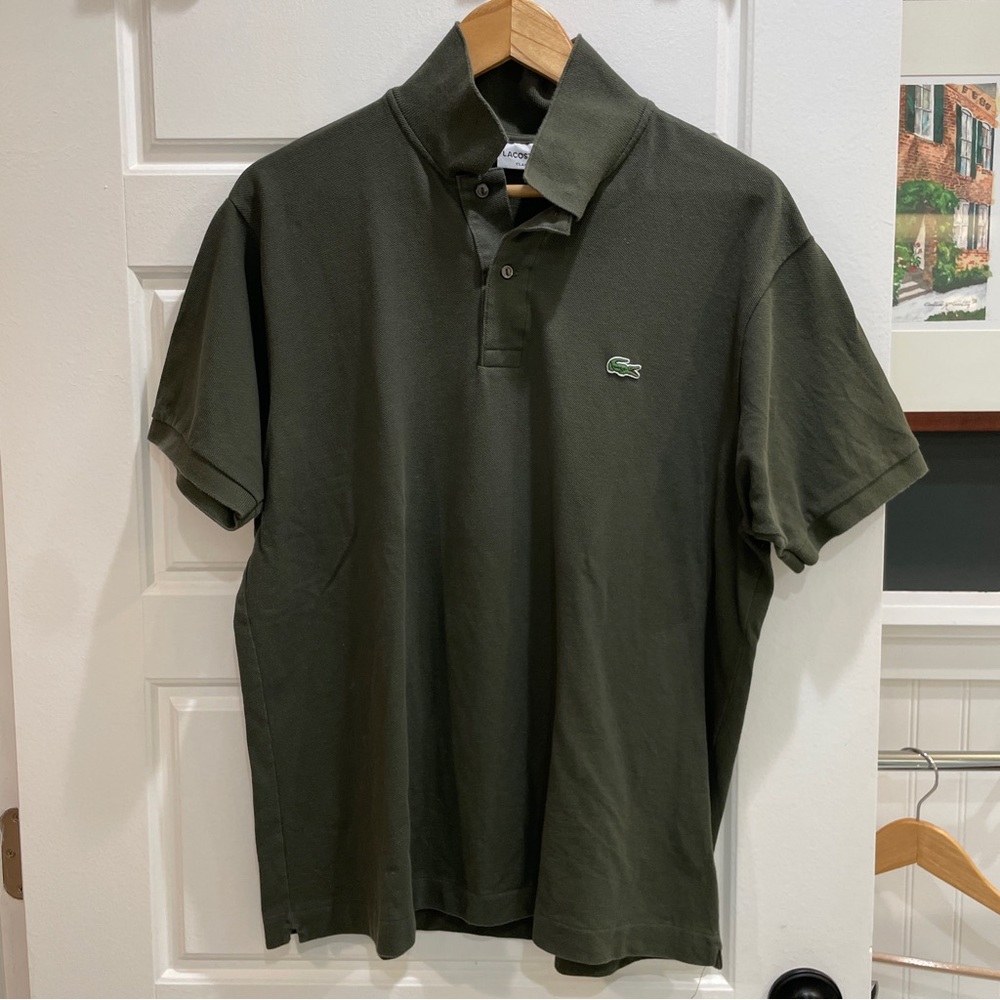 Lacoste Olive Green Polo Button-Front Shirt
